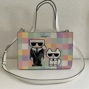 Karl Lagerfeld Maybelle Blush Combo Satchel Shoulder-Crossbody Bag Purse NEW